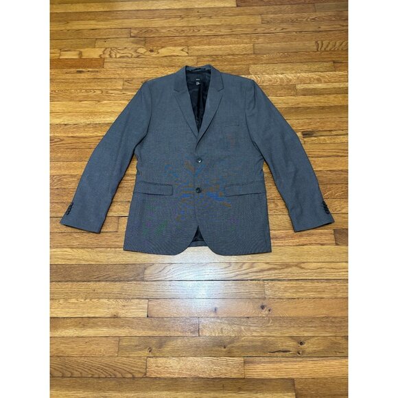 H&M Men's Blazer Jacket Size 42R Gray Pindot Stretch 2 Button Sport Coat - Picture 1 of 7